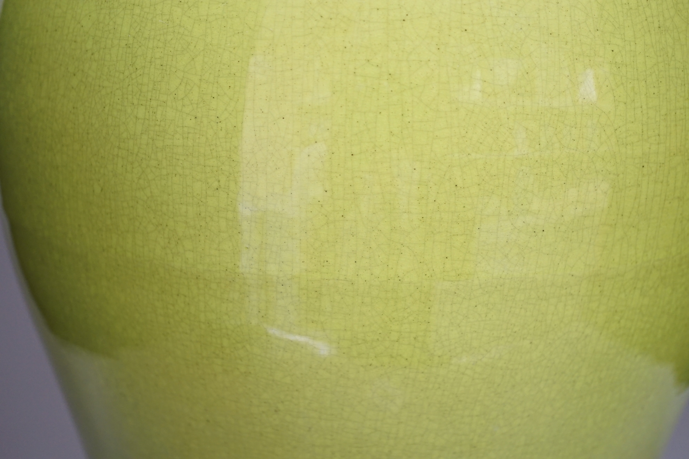 A large Chinese lime green crackle glazed meiping, 44cm high